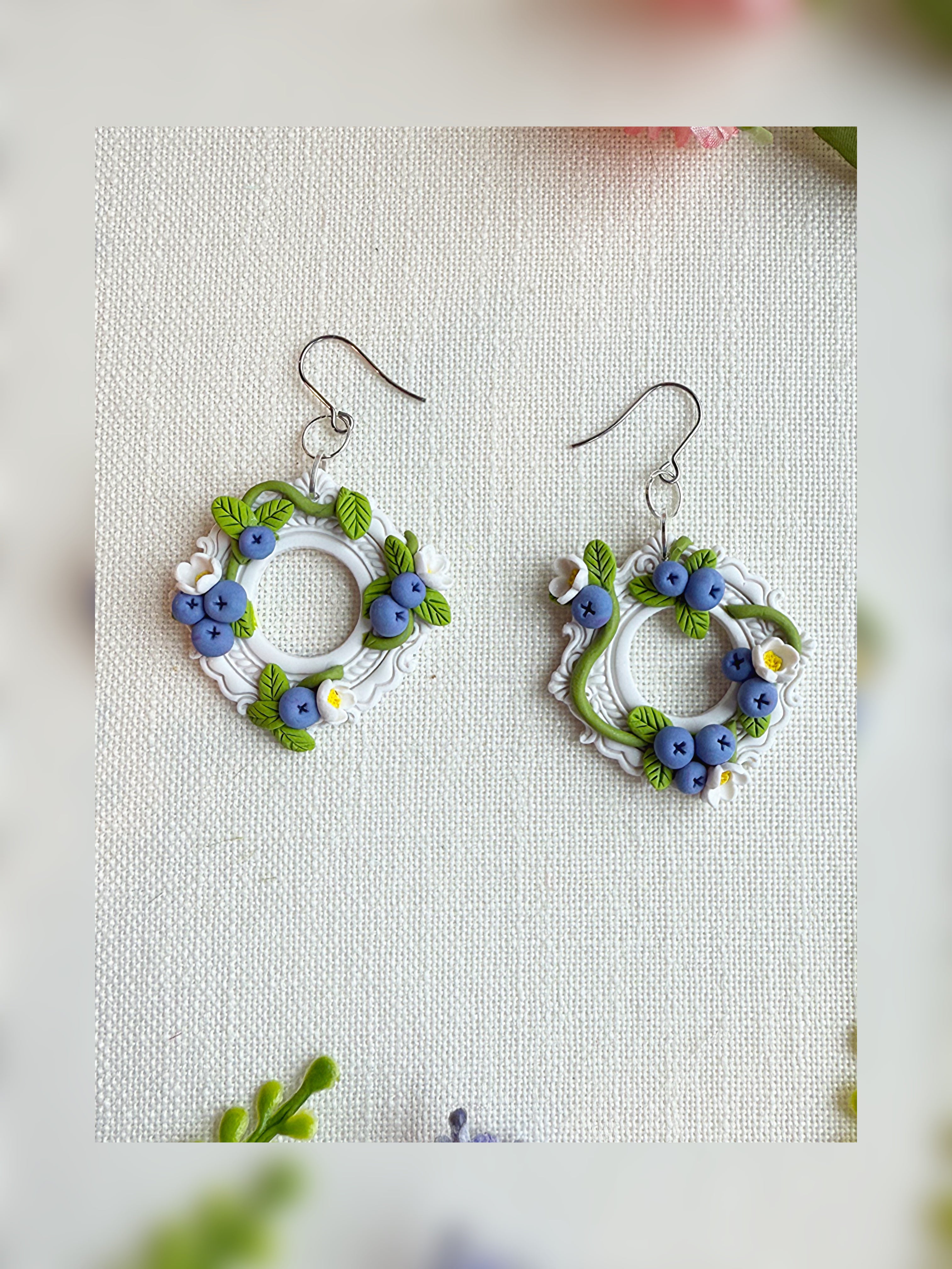 🫐 Blueberry Thicket Wreath Earrings - Made To Order