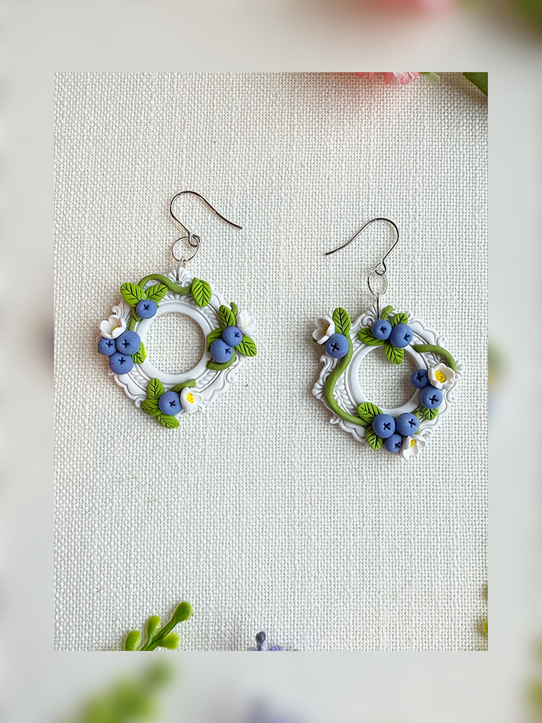 🫐 Blueberry Thicket Wreath Earrings - Made To Order