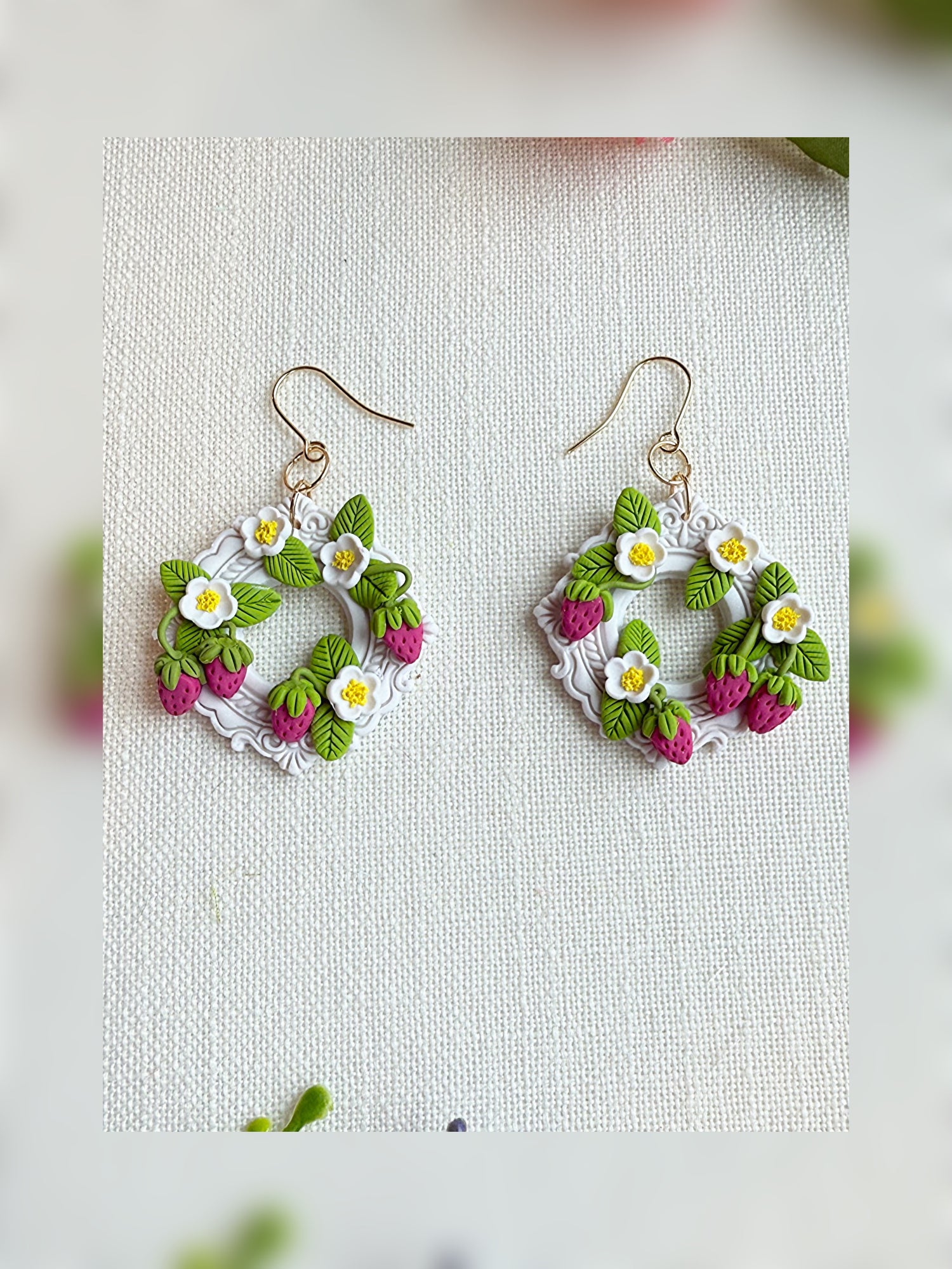 🍓 Strawberry Bloom Wreath Earrings - Made To Order